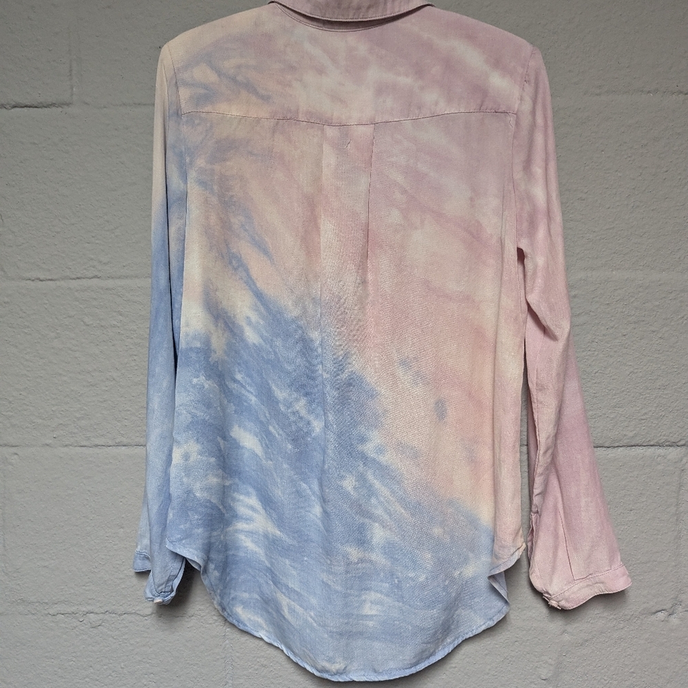 NWT Anthropologie Cloth & Stone Blouse Size S Soft Tencel Pastel Tie Dye - Picture 5 of 8